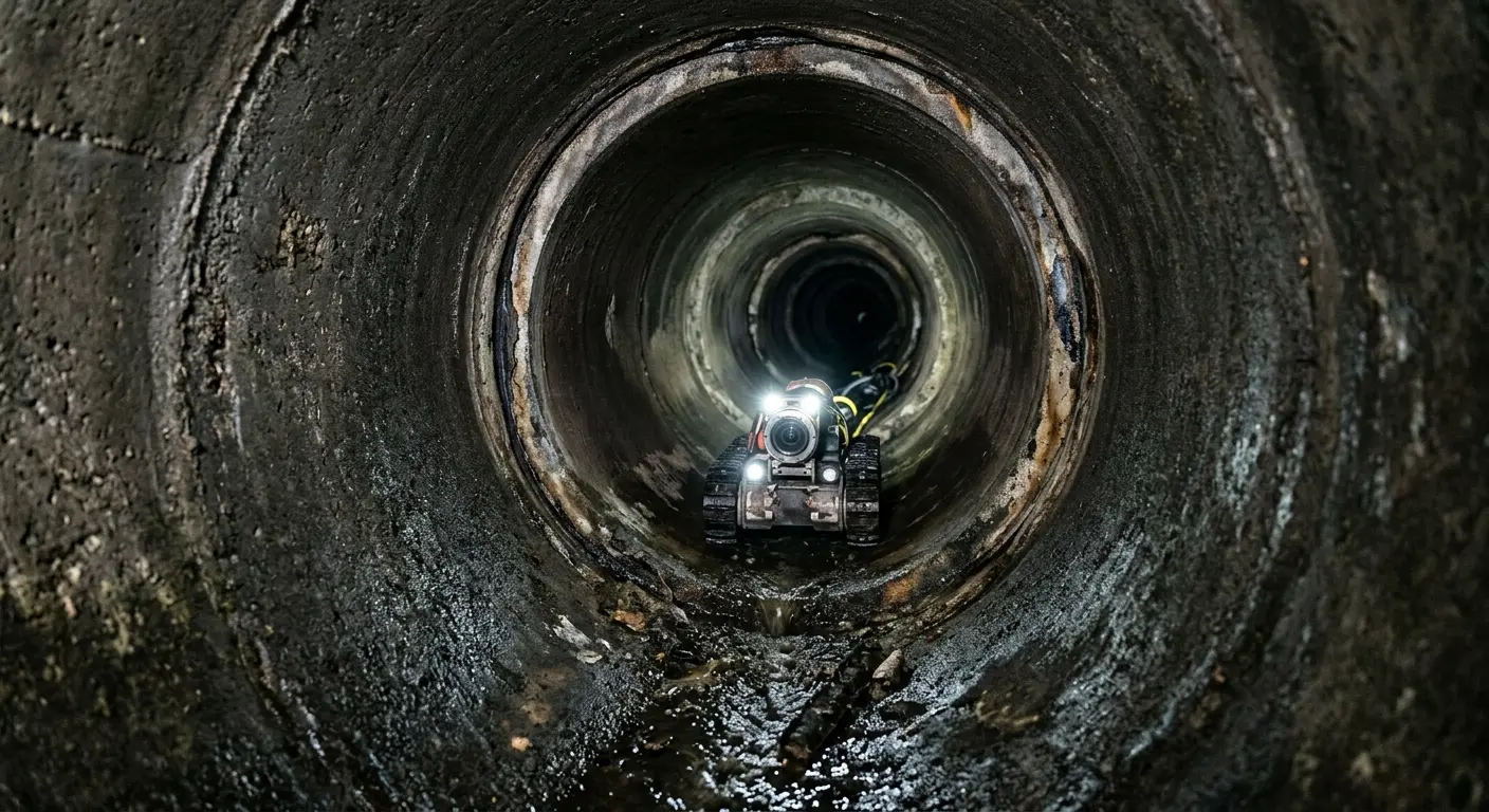 Robotic sewer camera inspecting pipe interior for Sewer Line Repair in Red Bank